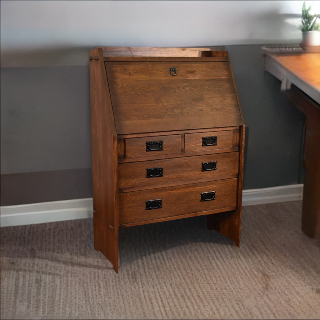 Arts and Crafts Mission Solid Oak Secretary Desk - Michael's Cherry and Walnut