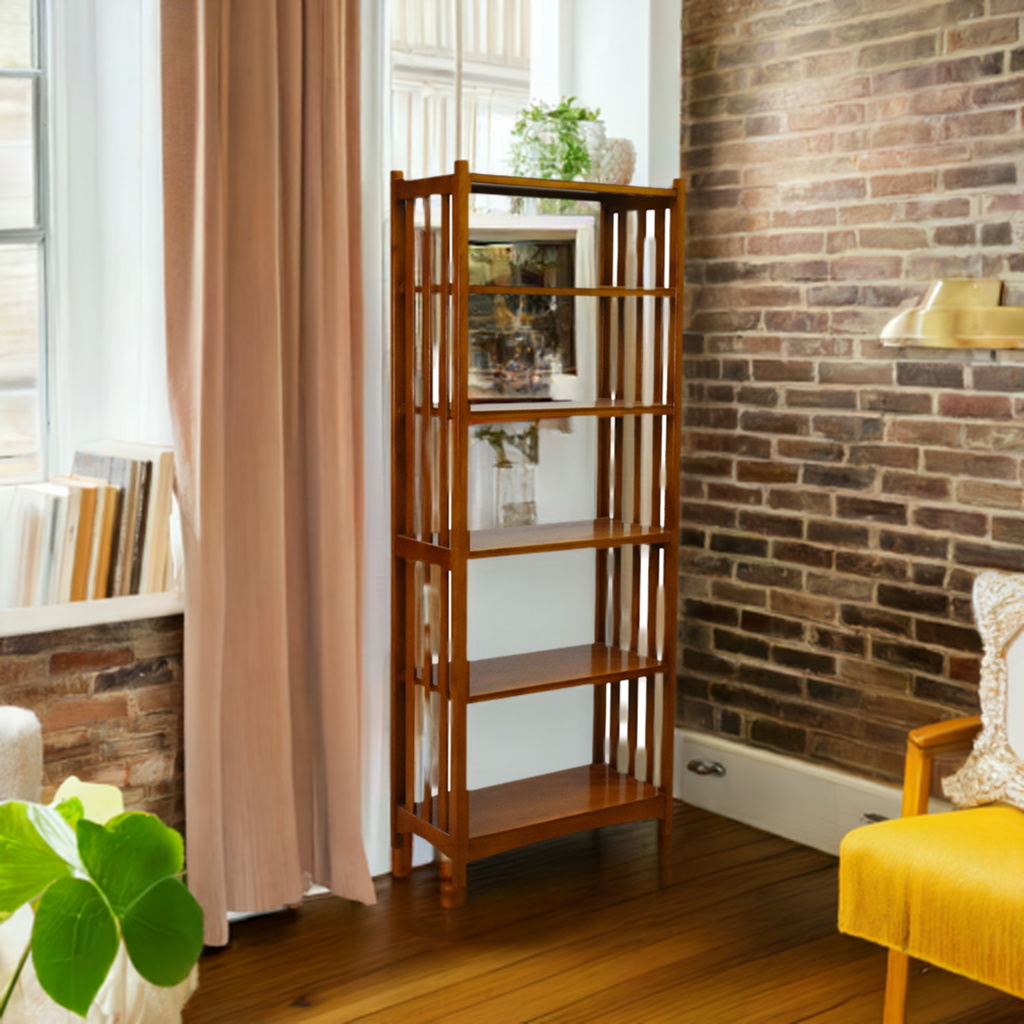 Mission Spindle Side 5 Shelf Bookcase - Michael's Cherry - Walnut