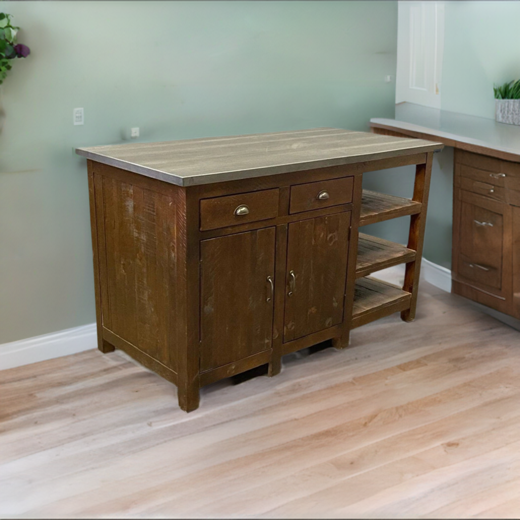 Barlow Display Kitchen Island- Rustic Brown