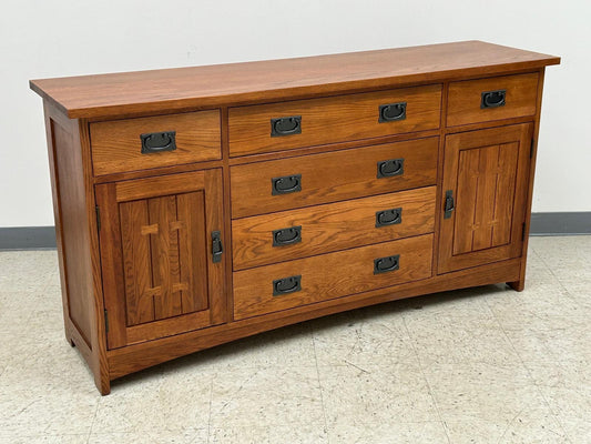 Mission Quarter Sawn Oak 6 Drawer Sideboard - 62" - Michael's Cherry Stain