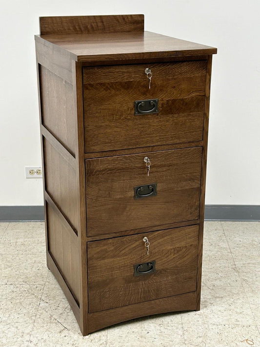 Mission Solid Oak 3 Drawer File Cabinet - Walnut Stain