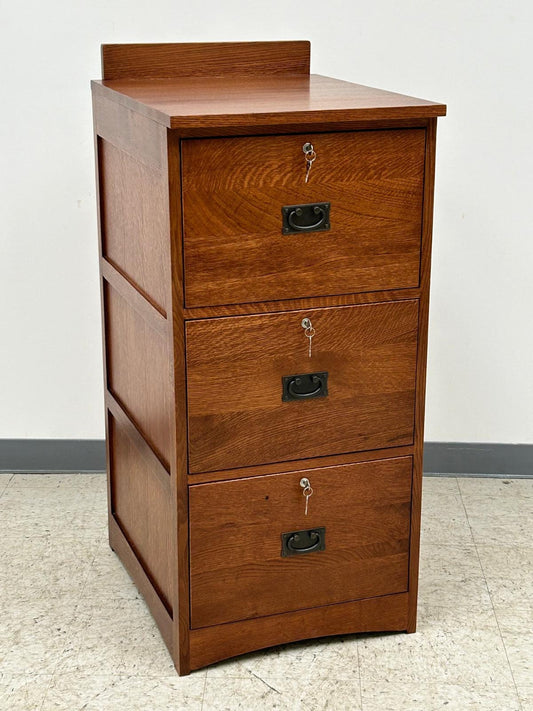 Mission Solid Oak 3 Drawer File Cabinet - Micheal Cherry Stain