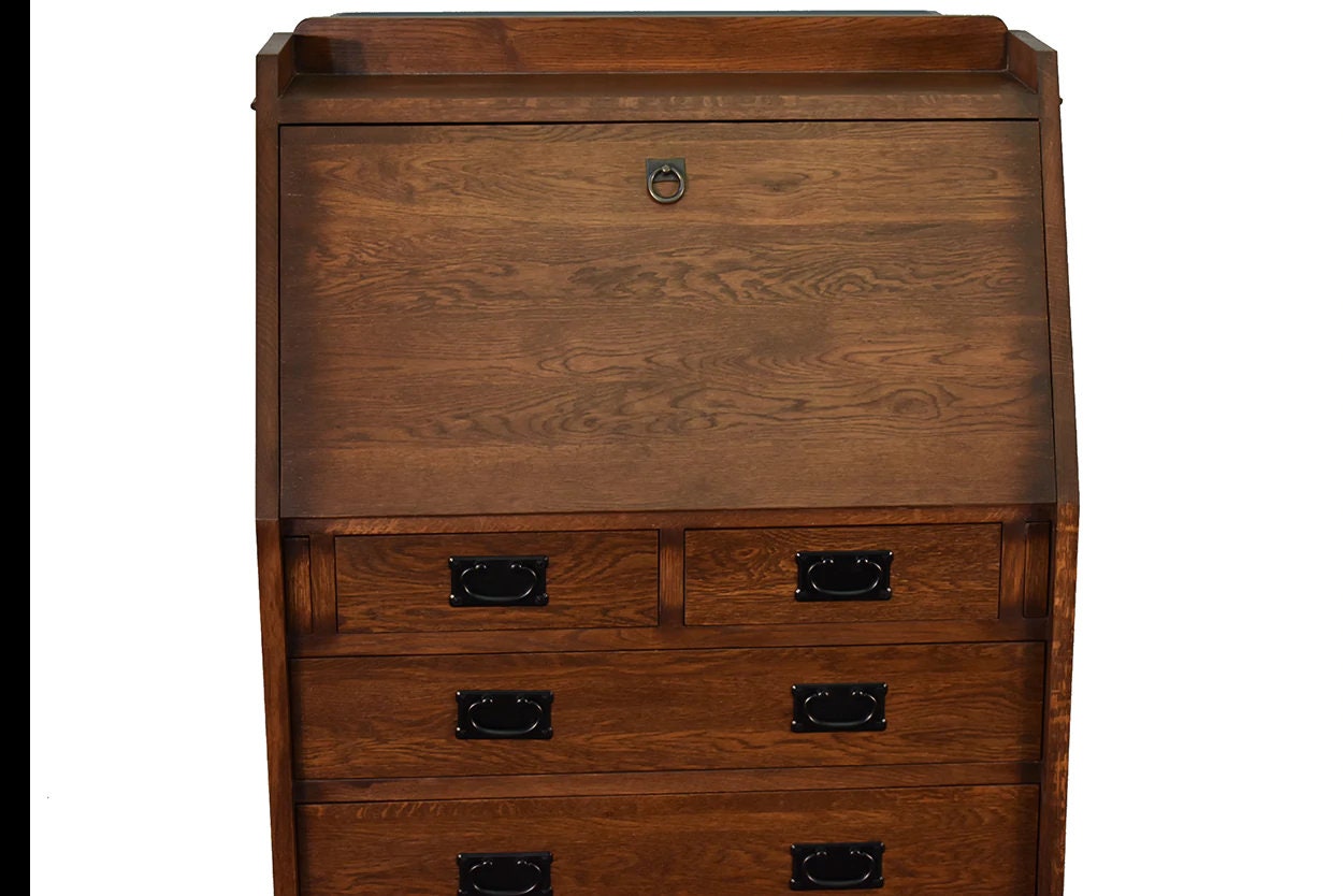 Arts and Crafts Mission Solid Oak Secretary Desk - Michael's Cherry and Walnut