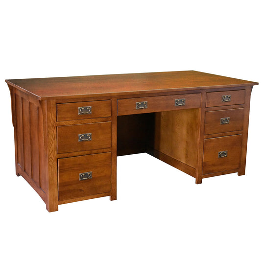 Mission Library Desk with File Cabinet Drawers - Michael's Cherry - Walnut