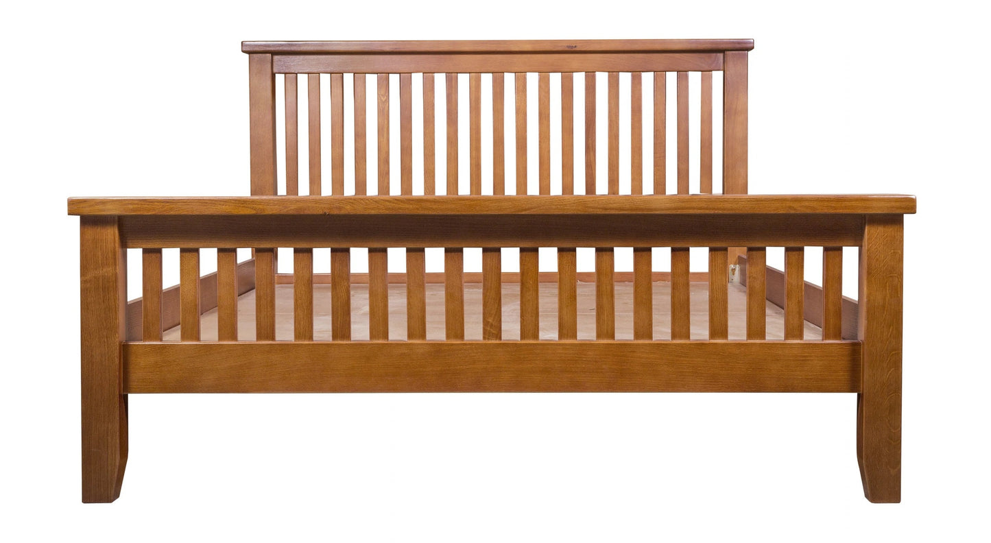 Mission Oak Slat Bed - Michael's Cherry - Walnut - Queen - King