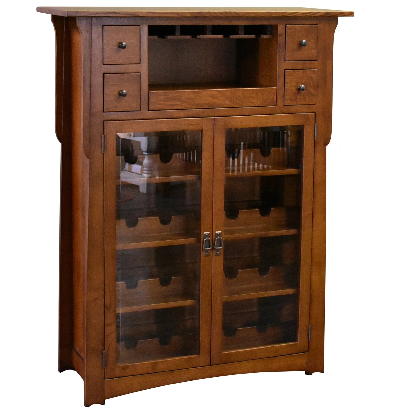 Arts and Crafts Quarter Sawn White Oak Wine Cabinet - 45"