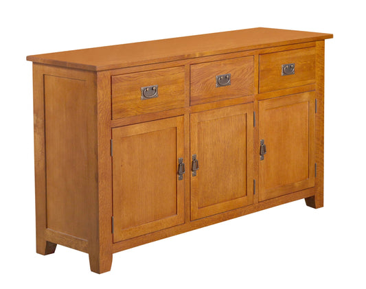 Mission Solid Oak 3 Drawer 3 Door Sideboard - Michael's Cherry - Walnut - 59"