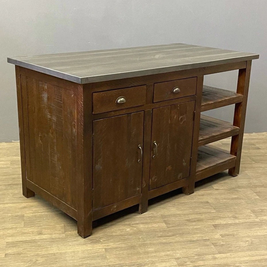 Barlow Display Kitchen Island- Rustic Brown