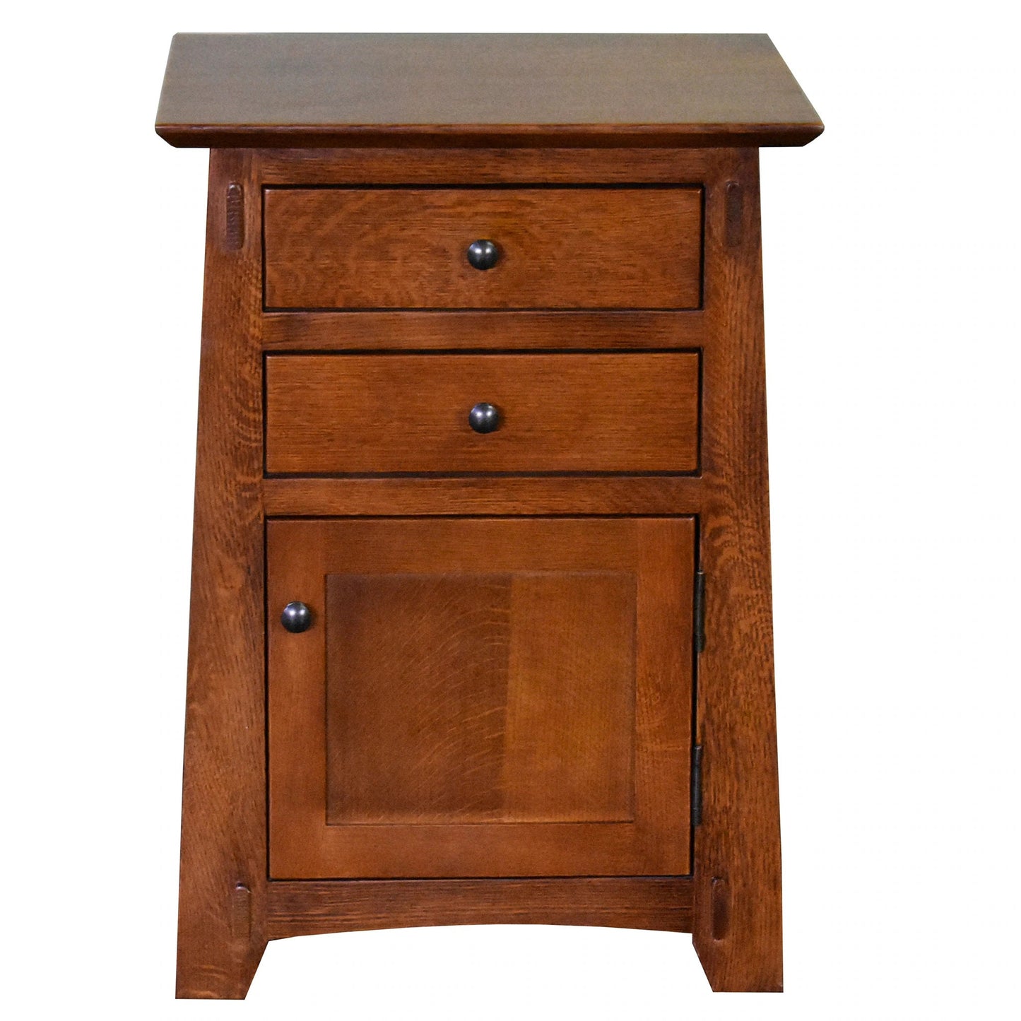 Mission Style Tapered Leg 2 Drawer Nightstand - Michael's Cherry - Walnut