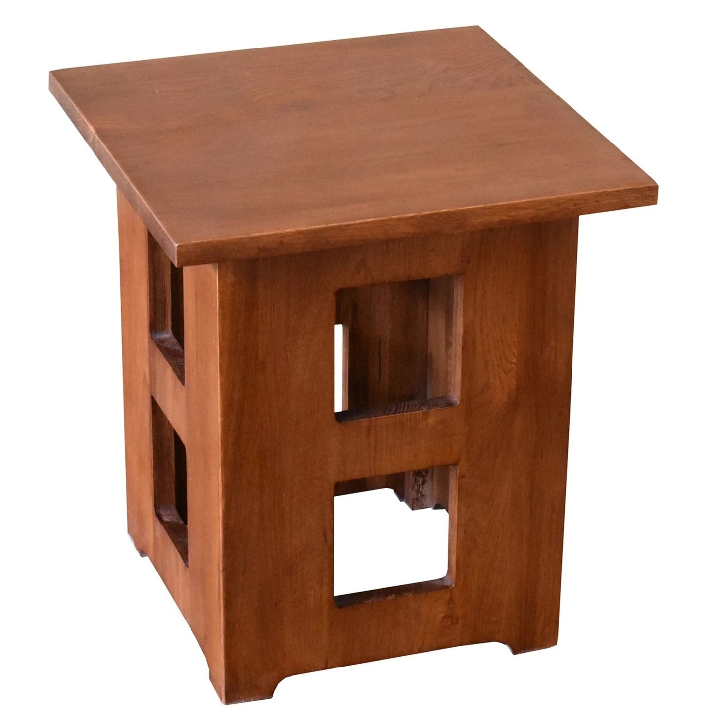 Mission Solid Oak Square End Table with Cut Outs - Michael's Cherry - Walnut