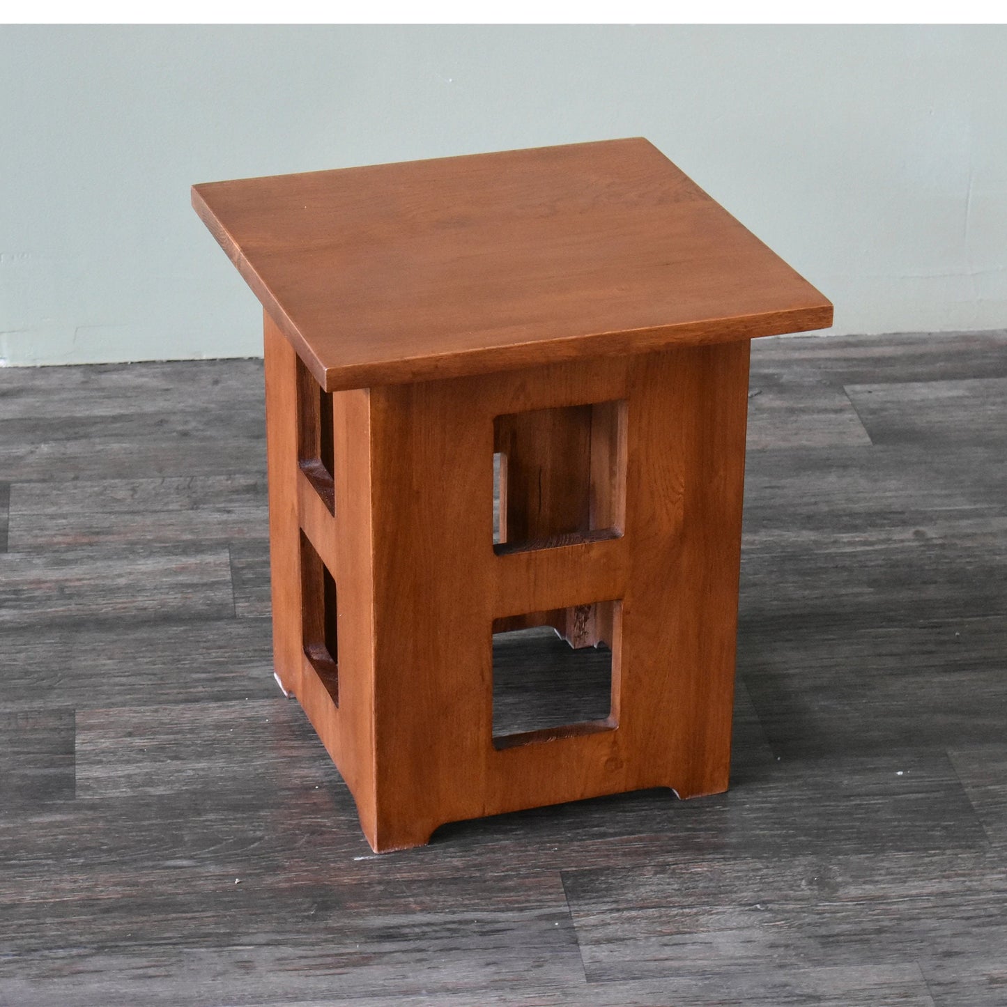 Mission Solid Oak Square End Table with Cut Outs - Michael's Cherry - Walnut