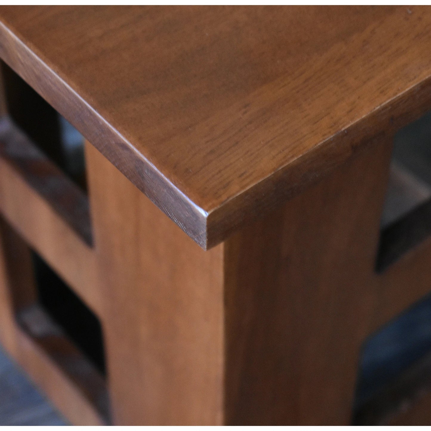 Mission Solid Oak Square End Table with Cut Outs - Michael's Cherry - Walnut