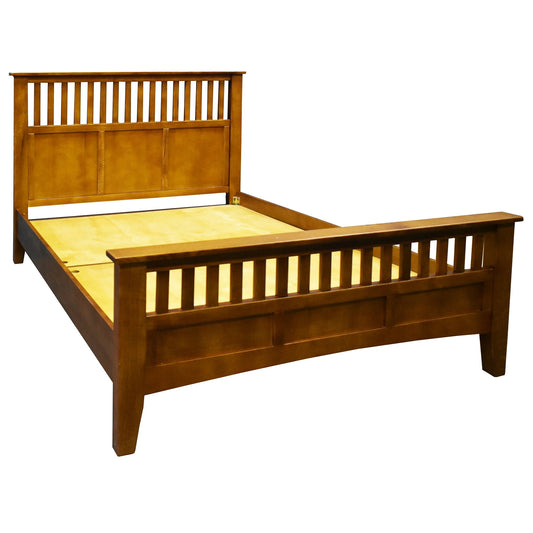 Mission Style Quarter Sawn Oak Bed with Slats - Michael's Cherry - Walnut - Queen - King