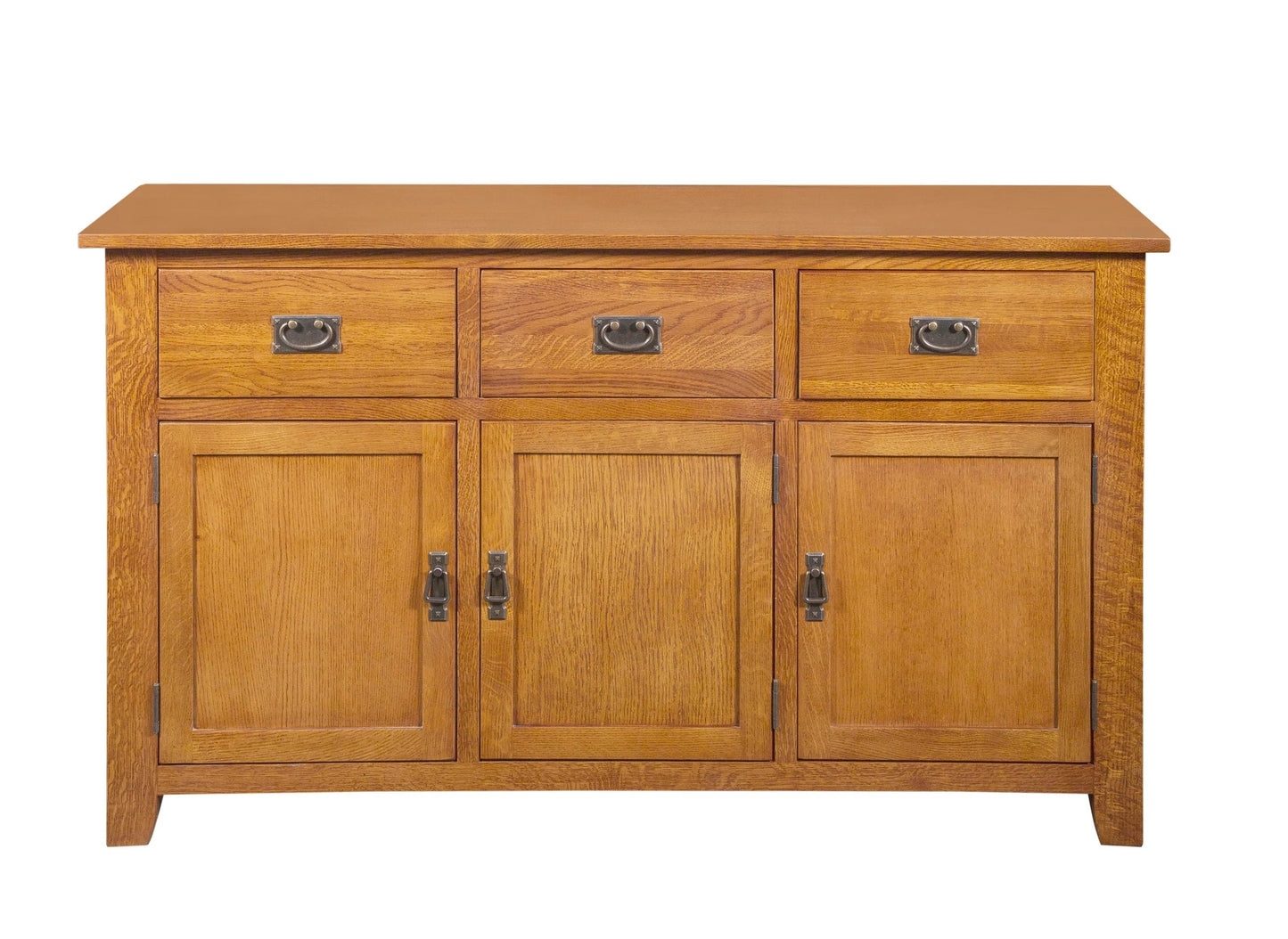 Mission Solid Oak 3 Drawer 3 Door Sideboard - Michael's Cherry - Walnut - 59"