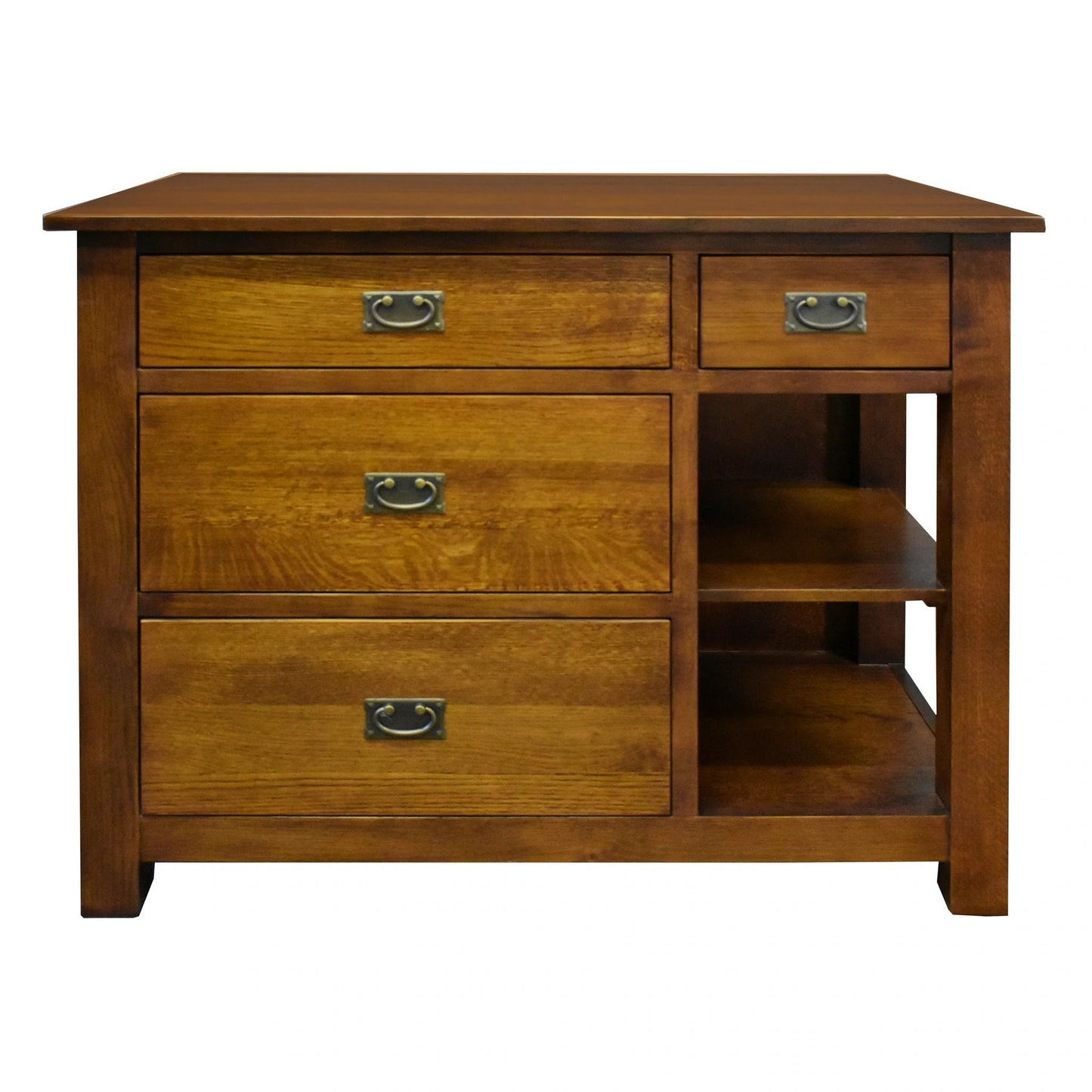 Mission 4 Drawer Oak Kitchen Island 45" wide - Michael's Cherry - Walnut