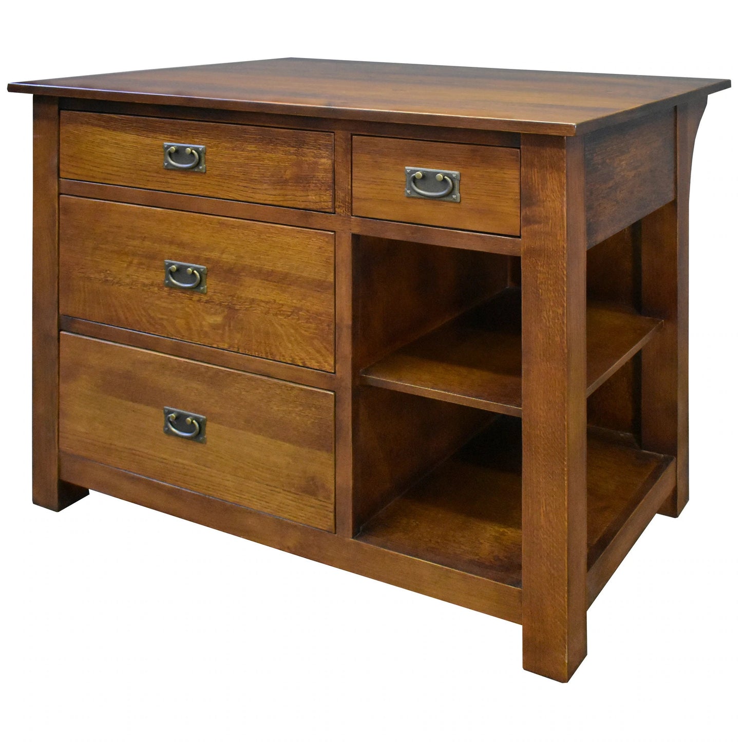 Mission 4 Drawer Oak Kitchen Island 45" wide - Michael's Cherry - Walnut