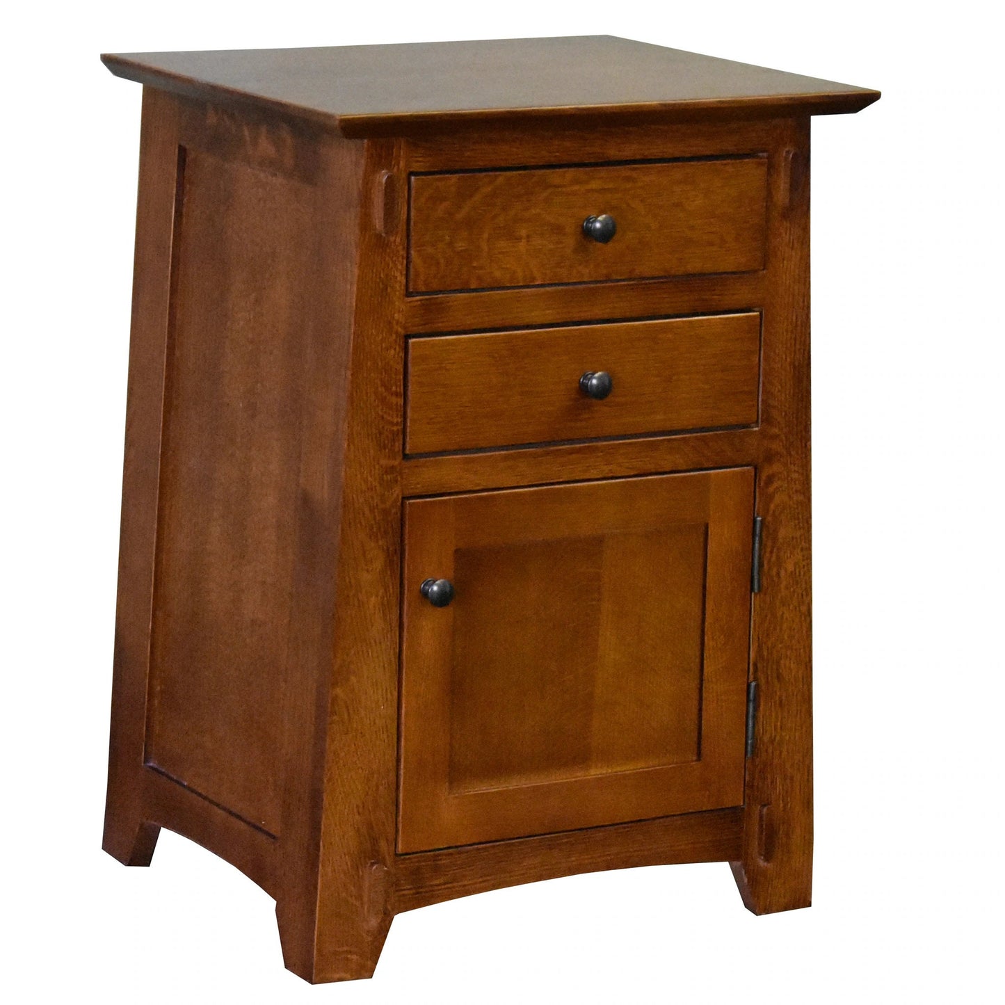 Mission Style Tapered Leg 2 Drawer Nightstand - Michael's Cherry - Walnut