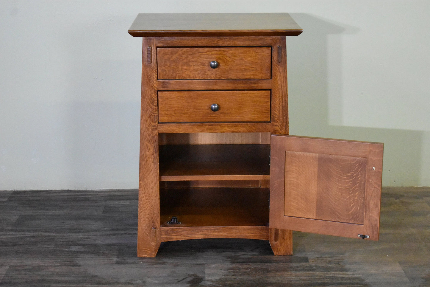 Mission Style Tapered Leg 2 Drawer Nightstand - Michael's Cherry - Walnut