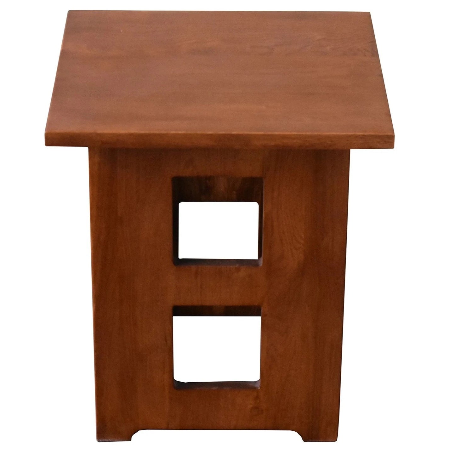 Mission Solid Oak Square End Table with Cut Outs - Michael's Cherry - Walnut