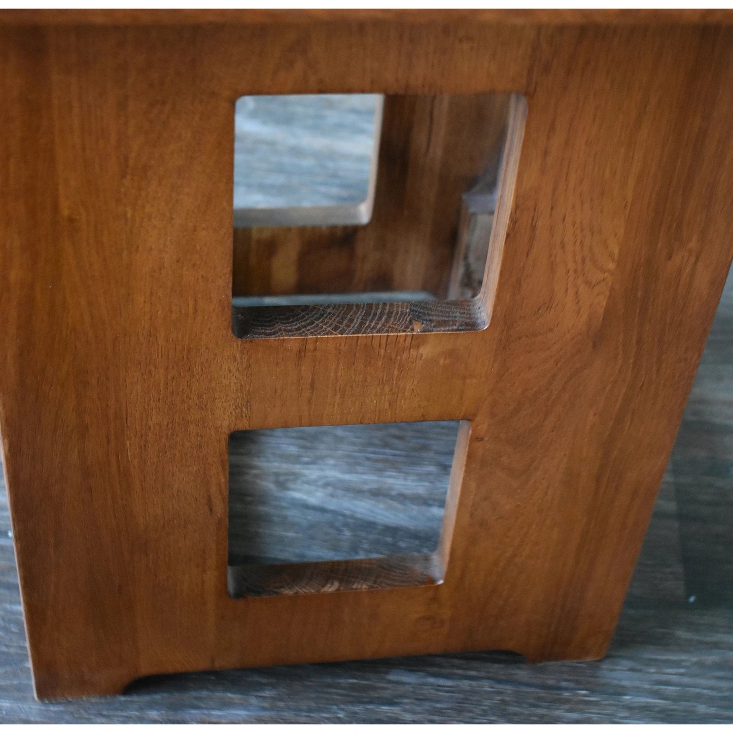 Mission Solid Oak Square End Table with Cut Outs - Michael's Cherry - Walnut