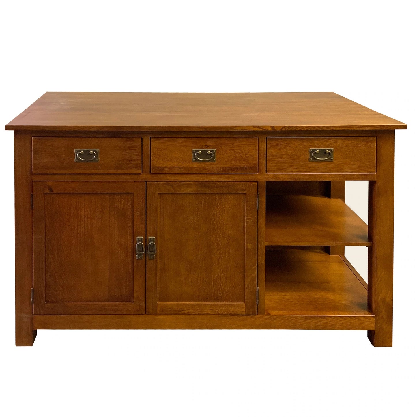 Mission 3 Drawer Oak Kitchen Island 60'' - Michael's Cherry - Walnut