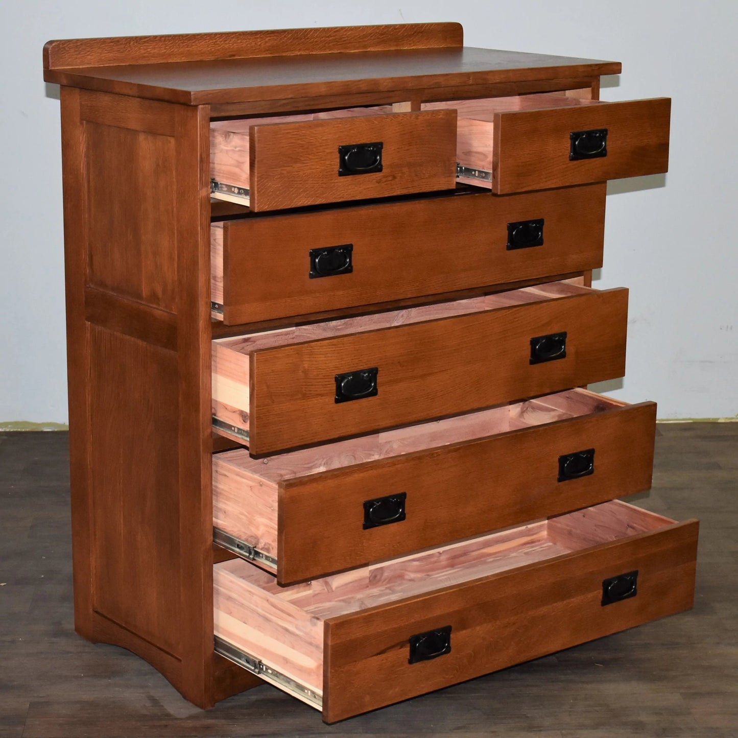 Mission Quarter Sawn Oak 6 Drawer Dresser - Michael's Cherry Walnut