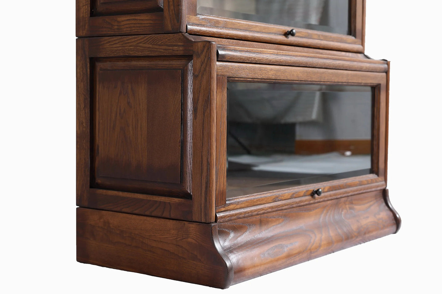 Mission Style Oak Barrister Bookcase 5 Stack High With Leaded Glass (2 Colors Available)