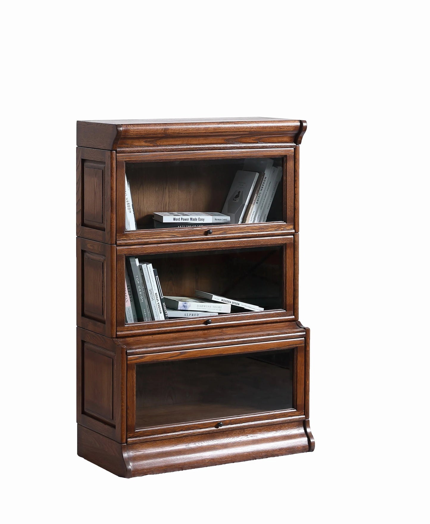 Mission 3 Stack Oak Barrister Bookcase - Beveled Glass