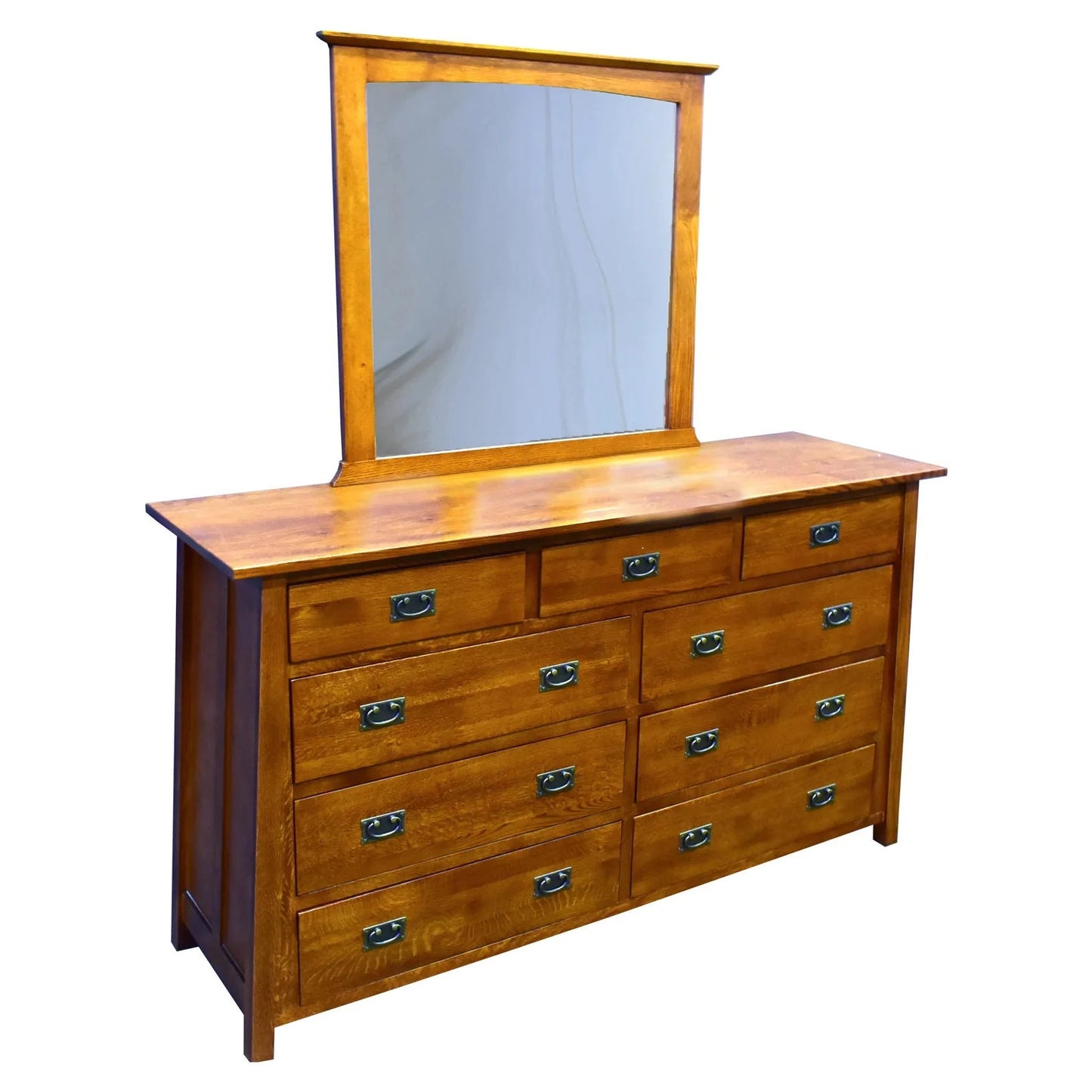 Mission 9 Drawer Dresser - Michael's Cherry - with and without Mirror